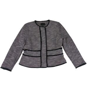 Banana‎ Republic Blazer jacket Tweed Snap Front Women's Size 12 Black with Red